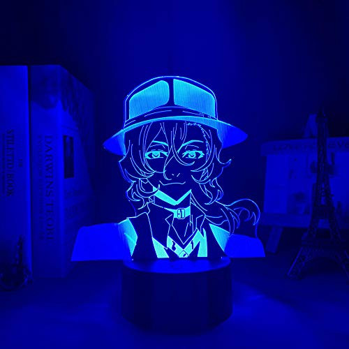 3D Animation Night Light Bungo Stray Dogs Led Night Light Nakahara Chuuya for Bedroom Decor Gift Colorful Nightlight Anime Waifu 3D Lamp Nakahara Chuuya HBTR