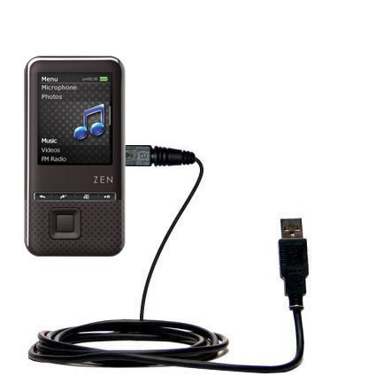 USB Data Hot Sync Straight Cable for the Creative Zen Style 300 with Charge Function  Two functions in one unique Gomadic TipExchange enabled cable