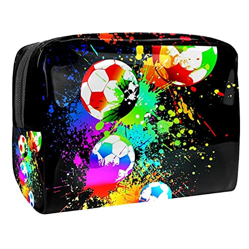 Travel Makeup Pouch Football Makeup Bag for Purse Mini Cosmetic Bag with Soft Handle for Women Girls 7.3x3x5.1in