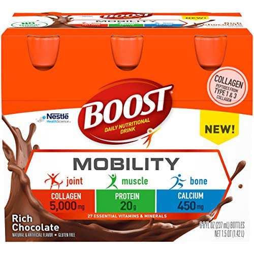 Boost Mobility Nutritional Drink, Rich Chocolate, 6-8 fl oz Bottles -Pack of 1-