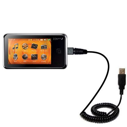 Gomadic USB Charging Data Coiled Cable for the Creative ZEN X-Fi2 Will charge and data sync with one unique TipExchange enabled cable