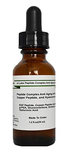 Peptide Complex Anti Aging Serum with EGF, Copper Peptide, Argireline, g-PGA, Hyaluronic Acid -1.2oz, Pump Dispenser-