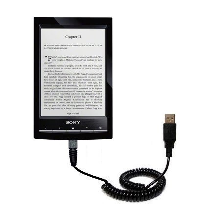 Gomadic Coiled Power Hot Sync USB Cable for The Sony PRS-T1 Reader with Both Data and Charge Features - Uses TipExchange Technology