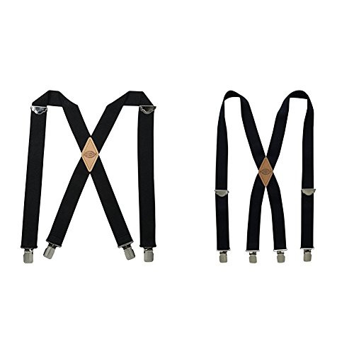 Dickies Men's 1-1/2 Solid Straight Clip Suspender, Black/Navy, One Size