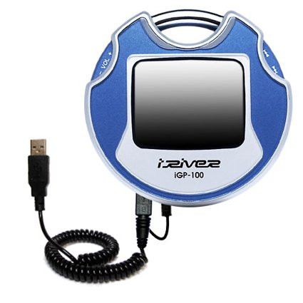 Gomadic USB Charging Data Coiled Cable for The iRiver iGP-100 Will Charge and Data sync with one Unique TipExchange Enabled Cable