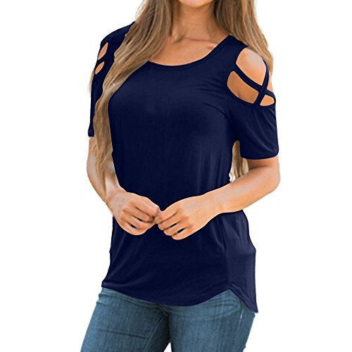 Nihewoo Women Plus Size Blouses Work Shirts Loose Strappy Cold Shoulder Tops Summer Short Sleeve T Shirt Tunics Top Navy Nihewoo Women Plus Size Blouses Work Shirts Loose Strappy Cold Shoulder Tops Summer Short Sleeve T Shirt Tunics Top Navy