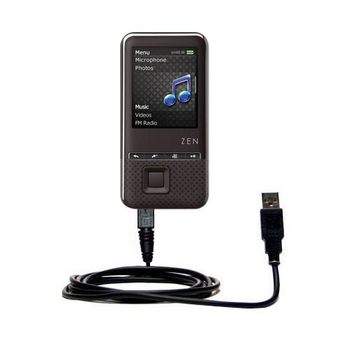 Gomadic USB Data Hot Sync Straight Cable for The Creative Zen Style 100 with Charge Function  Two Functions in one Unique TipExchange Enabled Cable
