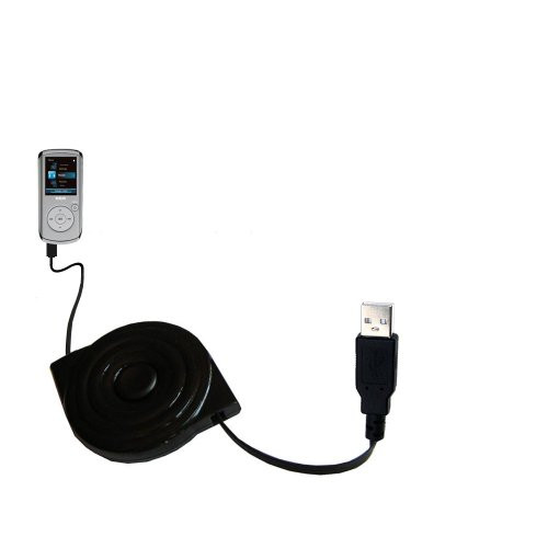 Gomadic Compact and Retractable USB Charge Cable for RCA M4104 M4108 Digital Music Player - USB Power Port Ready Design and uses TipExchange