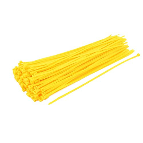 X-DREE 4mm x 250mm Self Locking Nylon Cable Ties Heavy Industrial Wire Zip Ties Yellow 100pcs -4mm x 250mm Nylon auto-bloquant attaches câble fil industriel Liens Zip 100pcs jaune