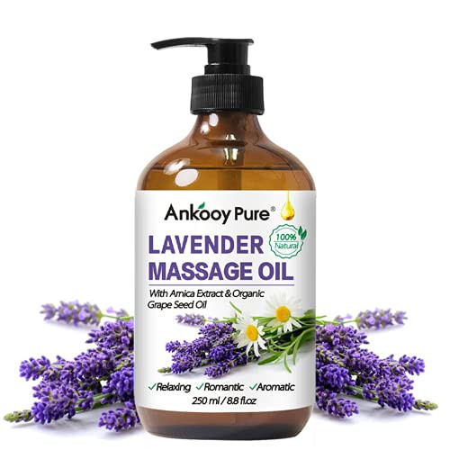 Lavender Massage Oil for Massage Therapy, 100 percent Natural Lavender Oil for Body Massage Warming Massage Oil and Relaxing Massage Oil for Couples Soothing Oil Body Massage Oil Moisturizer