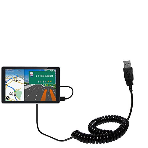 Coiled Power Hot Sync USB Cable Suitable for The Rand McNally OverDryve 8 Pro with Both Data and Charge Features - Uses Gomadic TipExchange Technology