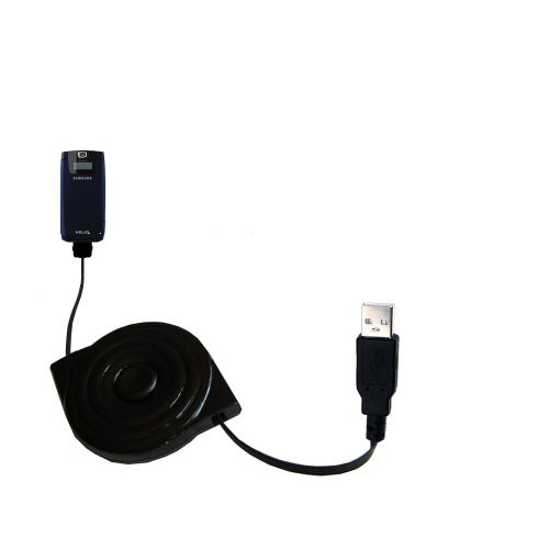 Gomadic Compact and Retractable USB Charge Cable for Samsung Helio Fin - USB Power Port Ready Design and uses TipExchange