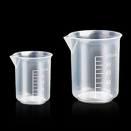 Liquid Measuring Cup, 40 PCS Plastic Liquid Measuring Cup, Graduated Plastic Measuring Cups for Resin, Multipurpose Mixing Cups, 20 PCS 50ML Paint Mixing Cup and 20 PCS 100ML Paint Mixing Cup