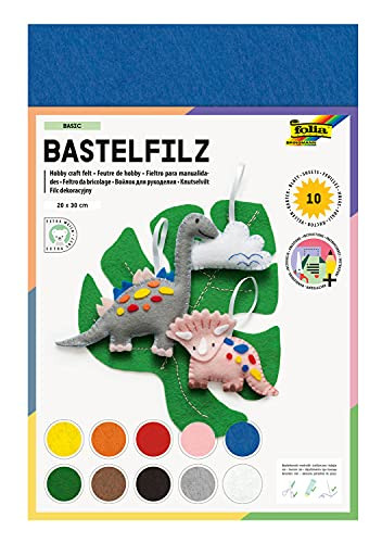folia 520409 - Felt 20 x 30 cm, 150 g, 10 Sheets Assorted Colours