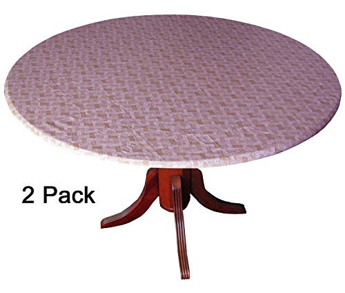 WeavePrint 2 Pack - Basketweave Mauve Fitted Tablecloths, tablecovers, Table Covers in Neutral Shades That Blend with Any Decor