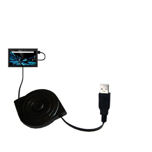 Gomadic compact and retractable USB Charge cable for Elonex 1040ET eTouch Blade Wi-Fi - USB Power Port Ready design and uses TipExchange