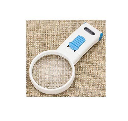 AOX Auxiliary Supplies LED Light 6X Handheld Magnifying Glass Reading Magnifier 66mm No Distortion Optics HD Glass Lens for Seniors Low Vision Reading Books Pages Magazines Newspapers