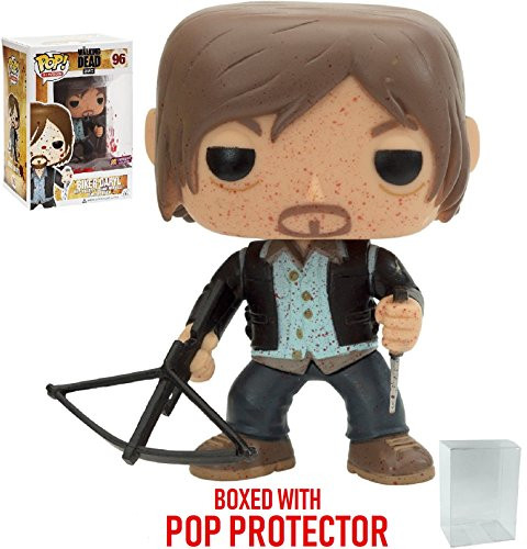 Funko Pop! TV: The Walking Dead - Biker Daryl Bloody Version PX Exclusive #96 Vinyl Figure (Bundled with Pop BOX PROTECTOR CASE)