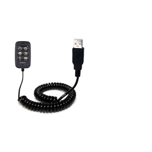 Gomadic USB Charging Data Coiled Cable designed for the Polaroid PMP283C-8 Will charge and data sync with one unique TipExchange enabled cable