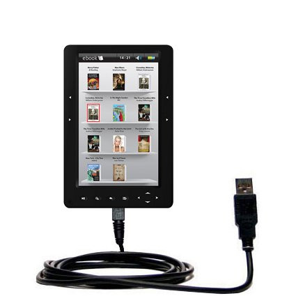 Classic Straight USB Cable Suitable for The Elonex 705EB Colour eBook Reader with Power Hot Sync and Charge Capabilities - Uses Gomadic TipExchange Technology