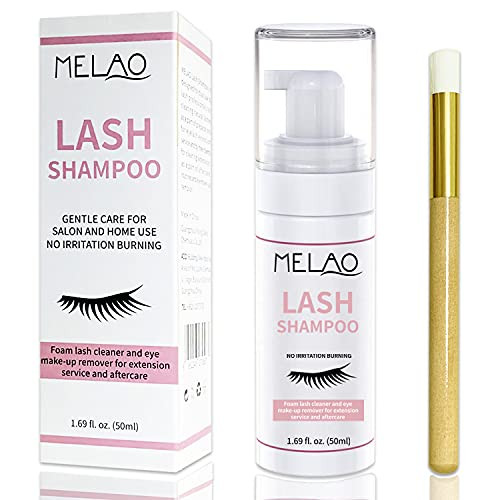 Eyelash Extension Shampoo  and  Brush,MELAO Eyelash Extension Shampoo Eyelash Extension Foam,Makeup  and  Mascara Remover,Nourishing Formula,Paraben  and  Sulfate Free, Salon and Home Care