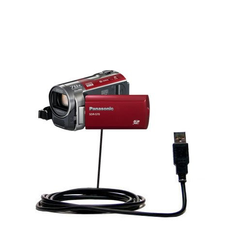 Gomadic Classic Straight USB Cable for The Panasonic SDR-570 Camcorder with Power Hot Sync and Charge Capabilities - Uses TipExchange Technology