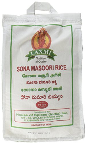 Laxmi, Sona Masoori Rice, 10 Pound-LB-