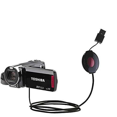 Compact and Retractable USB Power Port Ready Charge Cable Designed for The Toshiba Camileo X200 and uses TipExchange