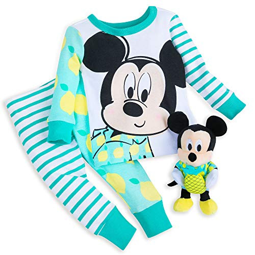 Disney Mickey Mouse PJ PALS and Plush Rattle Set for Baby Size 6-9 MO Multi