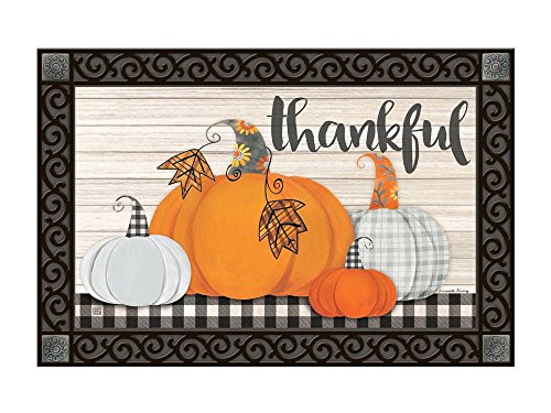 Studio M Plaid Pumpkin MatMate Fall Harvest Doormat