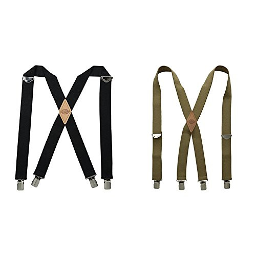 Dickies Men's 1-1/2 Solid Straight Clip Suspender, Black/Olive, One Size