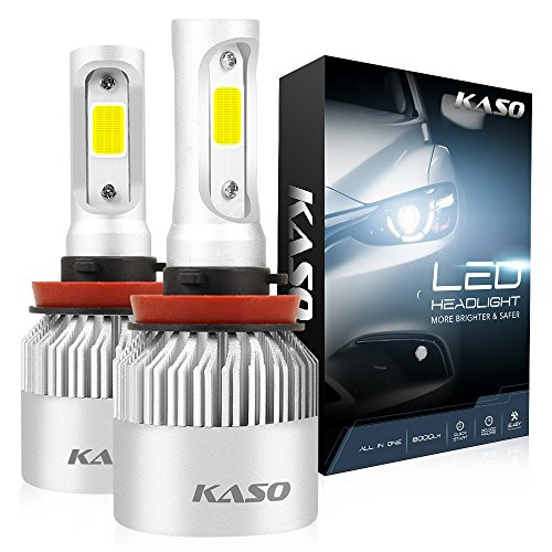 H11 LED Headlight Bulb - KASO All-in-One Conversion Kit H8 H9 8000Lm 72W/Set 6500K Cool White Highly Waterproof 3 Years Warranty -H11 H8 H9-