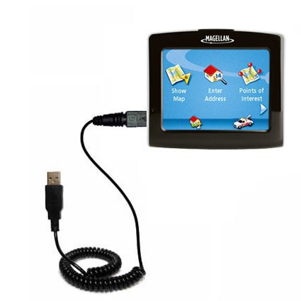 Coiled Power Hot Sync USB Cable for the Magellan Maestro 3270 with both data and charge features - Uses Gomadic TipExchange Technology