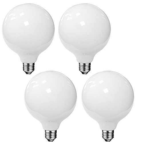 Lxcom Lighting G95 LED Globe Light Bulbs 9W LED Bulb 80W Equivalent Warm White 3000K Round Vanity Light Bulb E26/E27 Base Glass Light Bulbs for Hone Bathroom Vanity Mirror Light, 4 Pack