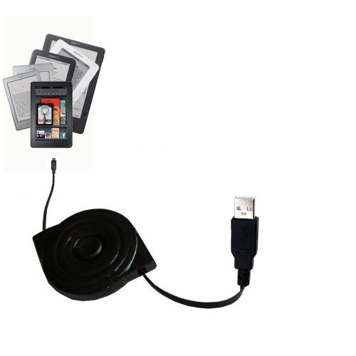 Gomadic Retractable USB Cable for The Amazon Kindle/DX/Touch/Keyboard -WiFi and 3G- with Power Hot Sync and Charge Capabilities - uses TipExchange Technology
