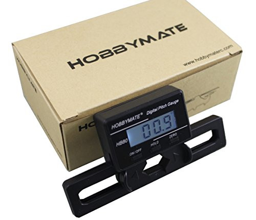 HOBBYMATE FBL Rc Helicopter Pitch Gauge for 250-800 Size Flybarless Helis W/Gyro Sensor LCD Display