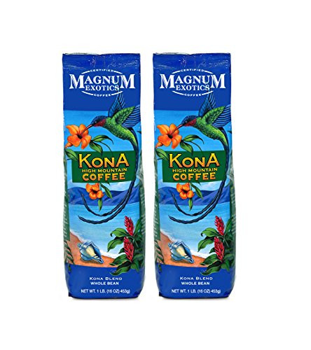 Magnum Coffee Whole Bean, Kona Blend, 16 Ounce (2 Bags)