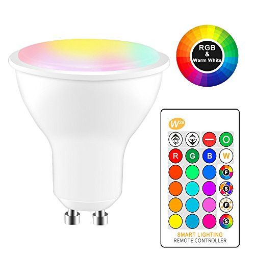 Houkiper RGBW LED Bulb 8W GU10 Color Changing Spotlight Bulb IR Remote Control Atmosphere Lighting LED Lamp Flash Strobe Fade Mode Bar KTV Decorative Lights Smart Home Light -Warm White-