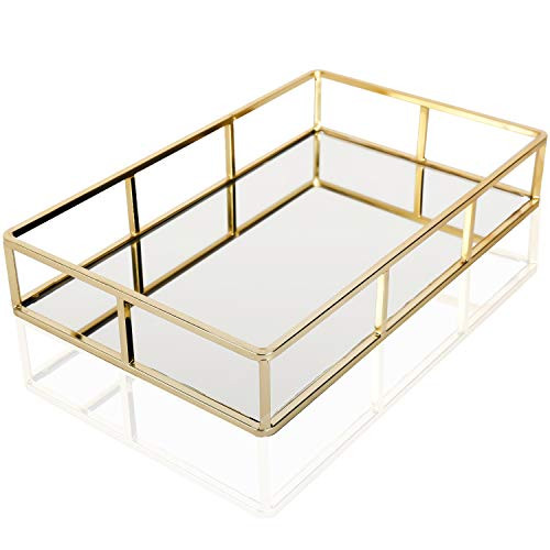 HighFree Gold Mirror Tray Perfume Tray Mirror Vanity Tray Ornate Tray Metal Decorative Tray Jewelry Perfume Organizer Makeup Tray for Dresser, Bedroom and Bathroom HighFree Gold Mirror Tray Perfume Tray Mirror Vanity Tray Ornate Tray Metal Decorative Tray Jewelry Perfume Organizer Makeup Tray for Dresser, Bedroom and Bathroom