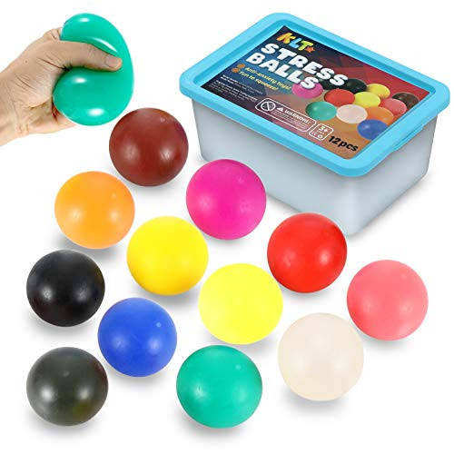 Sensory Stress Ball for Stress Relief 12Pcs- Soft Sensory Toys, Fidget Squeeze Balls, Stocking Stuffers, Colorful Anxiety Relief Toy for Kids Adults with ADHD, Autism