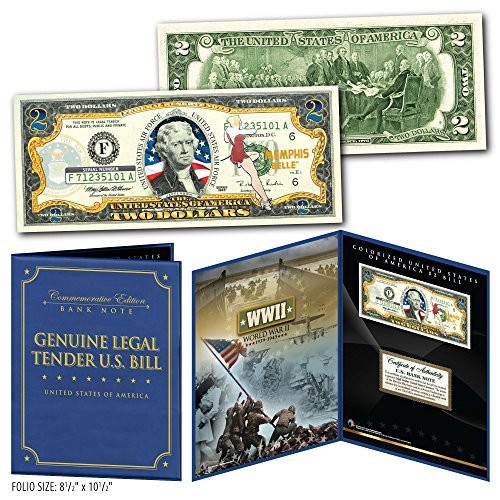 United States AIR Force WWII Vintage Genuine 2 Bill in 8x10 Collectors Display