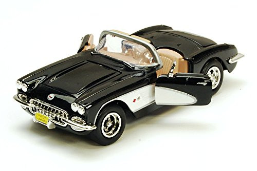 1959 Chevy Corvette Convertible, Black - Motormax 73216 - 1/24 Scale Diecast Model Toy Car