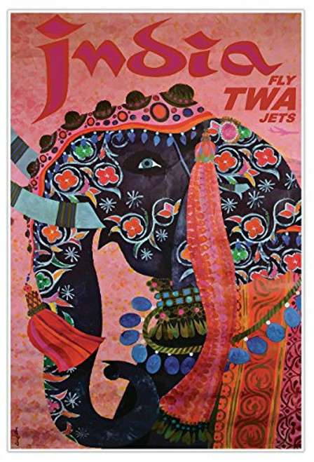 Gallery Prints India Airline Travel Print - Measures 24" Wide x 36" high -610mm Wide x 915mm high- Gallery Prints India Airline Travel Print - Measures 24" Wide x 36" high -610mm Wide x 915mm high-
