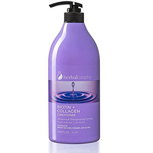 33.8 Fl Oz Biotin  and  Collagen Conditioner, Hair Growth Thickening Conditioner, Repair Dry, Damaged Thinning Hair, Infused with Vitamin B7  and  Argan Oil, Free of Sulfate, Parabens and Gluten