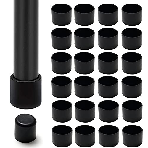 1 1/2'' Patio Furniture Chair Glides, Round Cup Patio Insert Wrought Iron Glide End Black Cap Protector for Outdoor Tables Chair Leg - 25 Pack