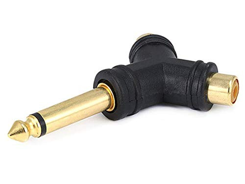 yan Audio Splitter 1 Mono 6.35mm 1/4" Male Plug to 2 RCA Female Jack Y Adapter