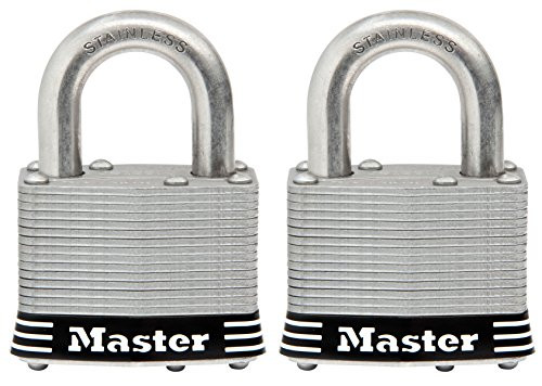 Master Lock Padlock, Laminated Stainless Steel Lock, 2 in. Wide, 5SST (Pack of 2-Keyed Alike)