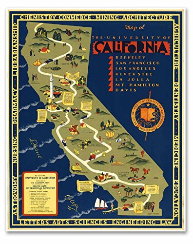 Antiguos Maps - The University of California Campus Map Circa 1939 - Measures 24 in x 30 in -610 mm x 762 mm-