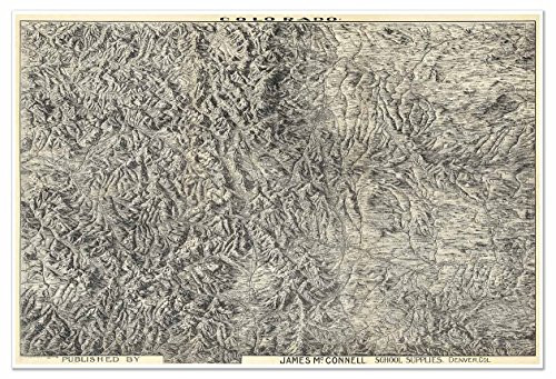Antiguos Maps - Map of Colorado Rocky Mountains Circa 1894 - Measures 24 in x 36 in -610 mm x 915 mm-
