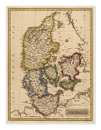 Antiguos Maps - Elegant Map of Denmark Circa 1822 - Measures 18 in x 24 in -457 mm x 610 mm-